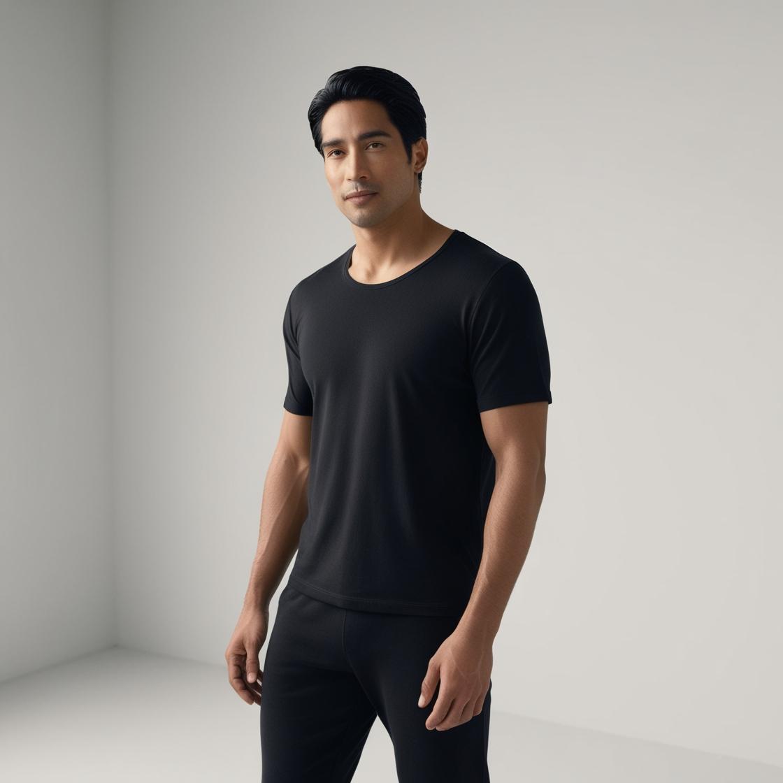 hombre latino con ropa negra cómoda